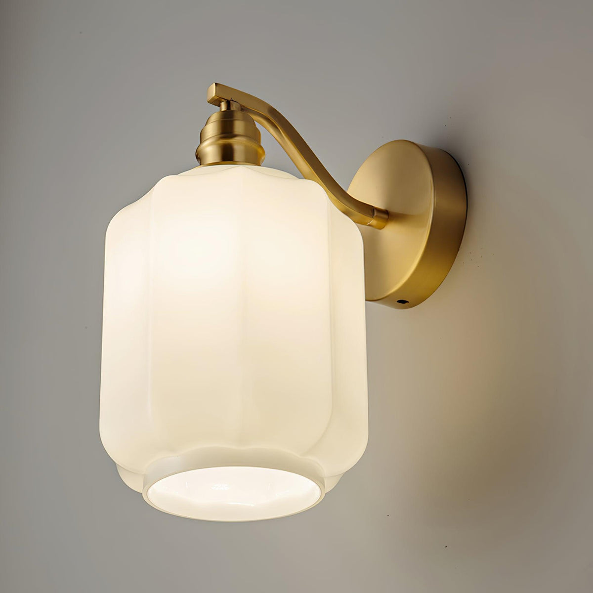 Indoor Sconce Light with Milky Shade and Antique Metal Frame for Hallway Bedroom Living Room Entryway Ambient Glow Fixture 9.8 in Tall