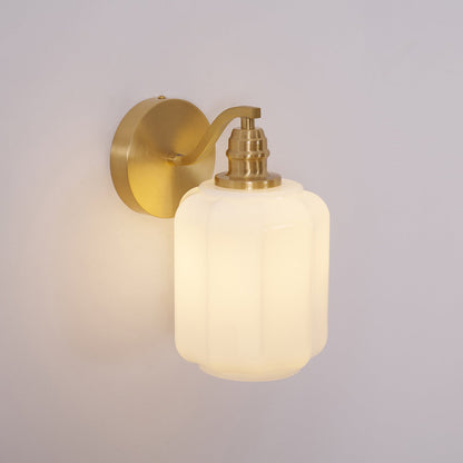 Indoor Sconce Light with Milky Shade and Antique Metal Frame for Hallway Bedroom Living Room Entryway Ambient Glow Fixture 9.8 in Tall