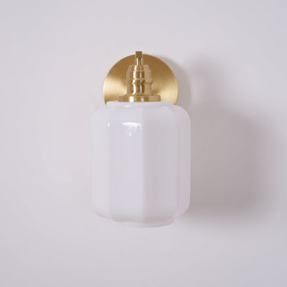 Indoor Sconce Light with Milky Shade and Antique Metal Frame for Hallway Bedroom Living Room Entryway Ambient Glow Fixture 9.8 in Tall