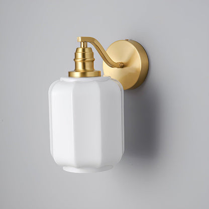 Indoor Sconce Light with Milky Shade and Antique Metal Frame for Hallway Bedroom Living Room Entryway Ambient Glow Fixture 9.8 in Tall