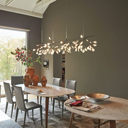 Organic Branch LED Ceiling Light White Metal Acrylic Fixture for Dining Room High Ceilings Modern Statement Chandelier Dimmable Adjustable S