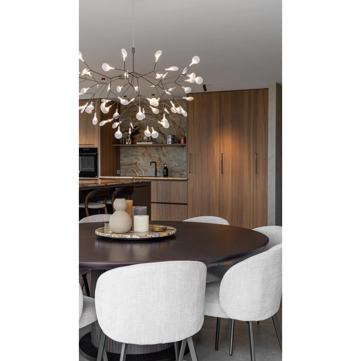 Organic Branch LED Ceiling Light White Metal Acrylic Fixture for Dining Room High Ceilings Modern Statement Chandelier Dimmable Adjustable S
