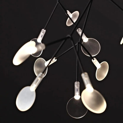 Organic Branch LED Ceiling Light White Metal Acrylic Fixture for Dining Room High Ceilings Modern Statement Chandelier Dimmable Adjustable S
