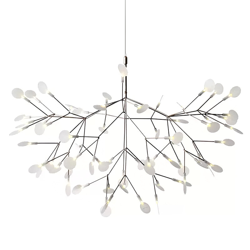 Organic Branch LED Ceiling Light White Metal Acrylic Fixture for Dining Room High Ceilings Modern Statement Chandelier Dimmable Adjustable S