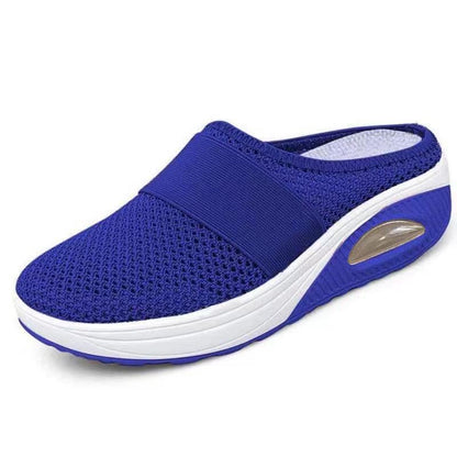 Cushioned Slip-On Walking Sneakers with Air Sole Technology for Women | Breathable Mesh Athletic Shoes for All-Day Standing and Comfort