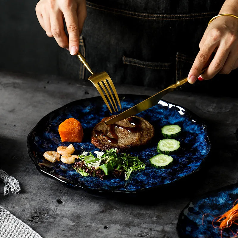 10-Piece Ceramic Dinnerware Set with Galaxy-Inspired Design for Everyday Dining & Special Occasions | Microwave & Dishwasher Safe