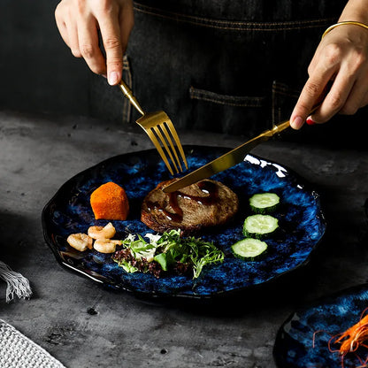 10-Piece Ceramic Dinnerware Set with Galaxy-Inspired Design for Everyday Dining & Special Occasions | Microwave & Dishwasher Safe