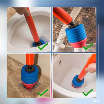 Air-Powered Drain Blaster for Clogged Toilets – ABS Construction Ergonomic Handle Mess-Free Unclogging Tool 0-8 PSI Pressure System
