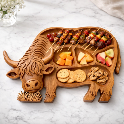 Highland Feast™ - Rustic Cow Charcuterie Board