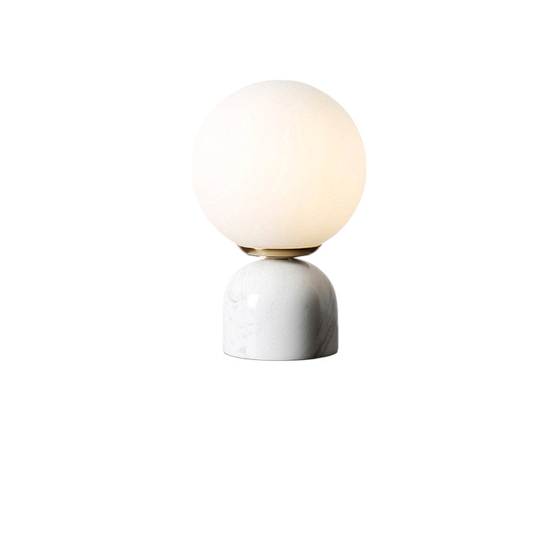 Minimalist Globe Accent Lamp with Natural Stone Base – Frosted Sphere Design for Nightstands, Side Tables & Console Styling – Soft Glow Illu