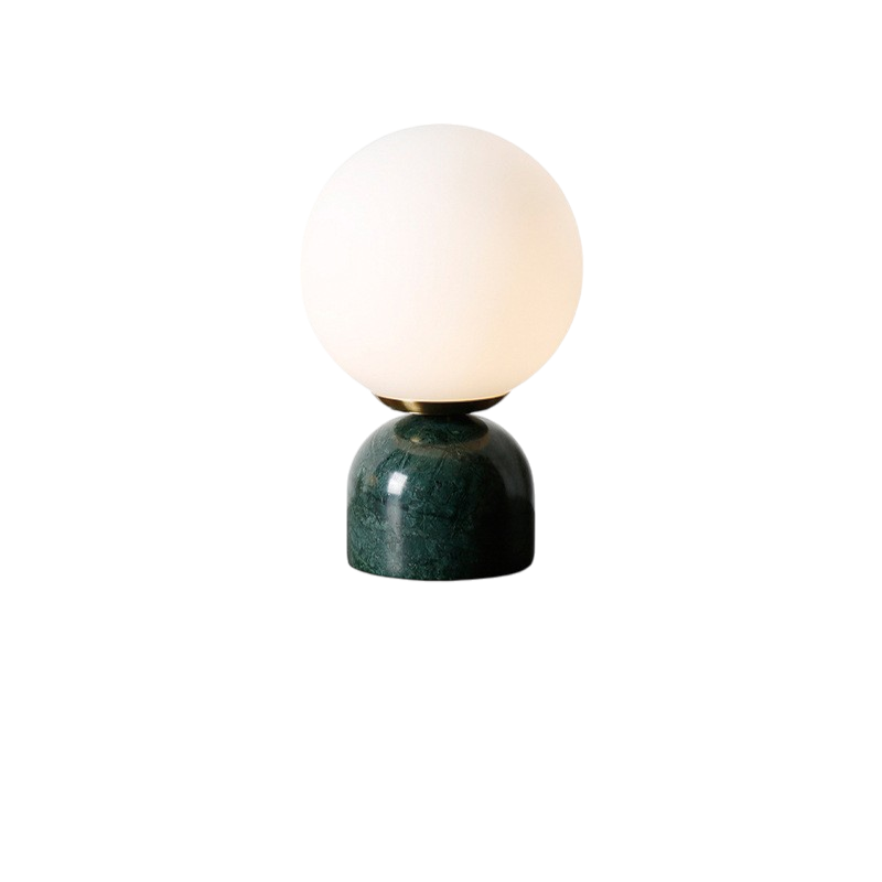 Minimalist Globe Accent Lamp with Natural Stone Base – Frosted Sphere Design for Nightstands, Side Tables & Console Styling – Soft Glow Illu