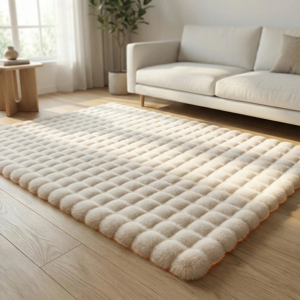 Plush Shag Area Rug with Cloud Texture Pattern for Living Room, Bedroom & Play Space – Ultra-Soft Cushioned Foam Backing, Non-Slip Grip