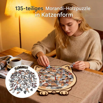 Wooden Cat Silhouette Jigsaw Puzzle 135 Pieces for Adults & Kids | Tabletop Decoration & Screen-Free Activity