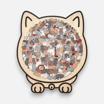 Wooden Cat Silhouette Jigsaw Puzzle 135 Pieces for Adults & Kids | Tabletop Decoration & Screen-Free Activity