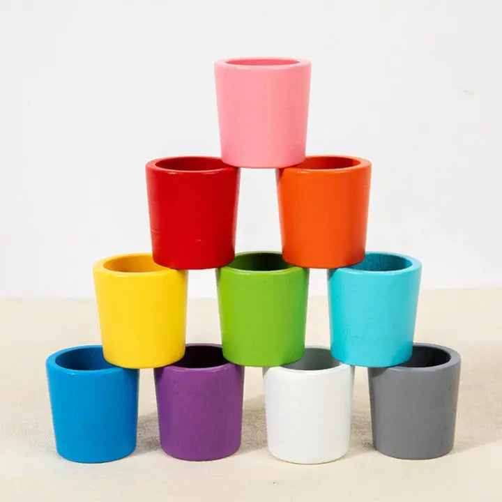 Wooden Color Matching Toy Set with Balls and Cups for Toddlers – Educational Sorting Activity for Kids 3+