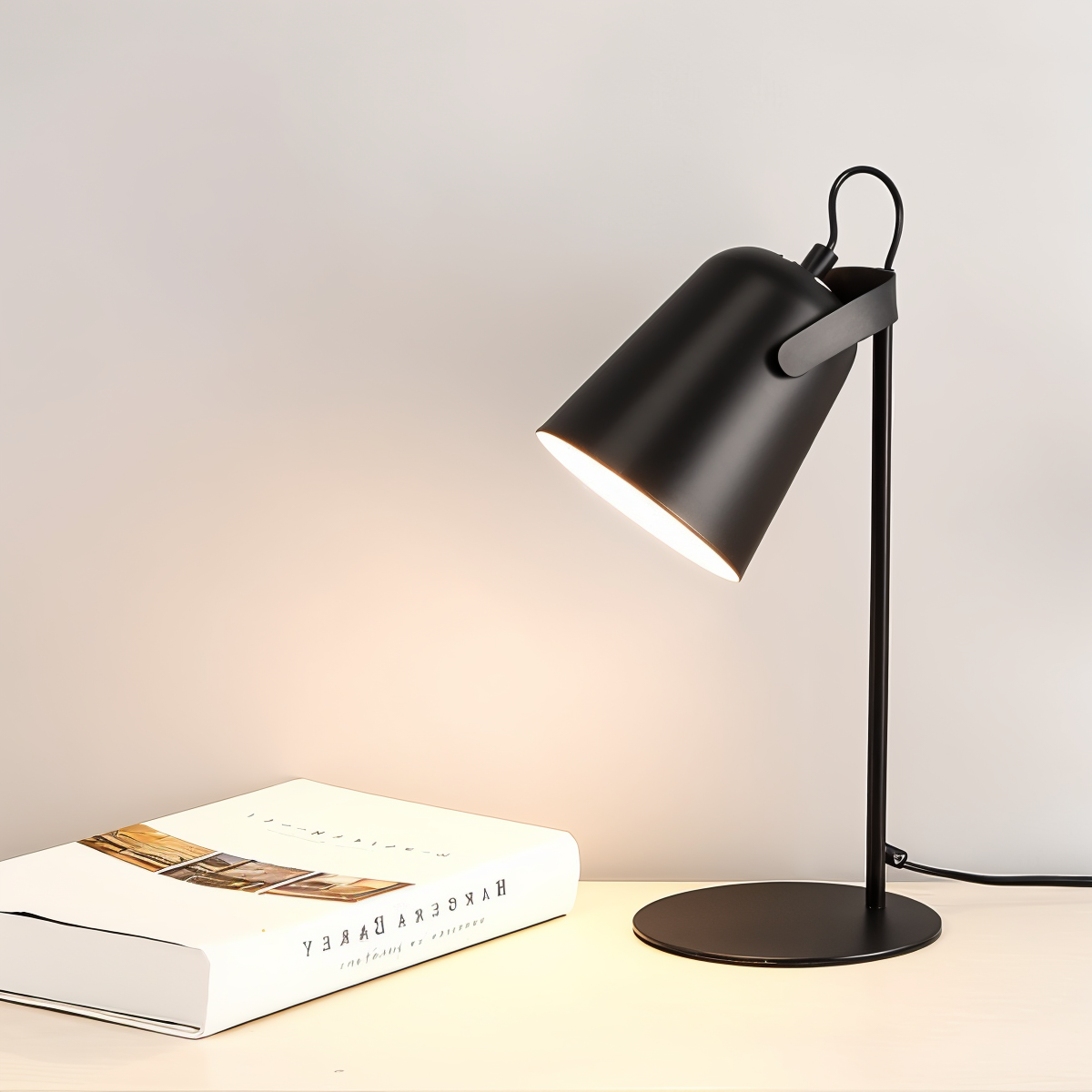 Adjustable Desk Lamp with Flexible Arm - Modern Metal Reading Light for Office, Bedroom, Nightstand & Study - Swing Arm Task Lighting for