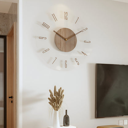 Silent Wall Clock with Wood and Acrylic Face – Modern Minimalist Timepiece for Living Room, Bedroom, Office