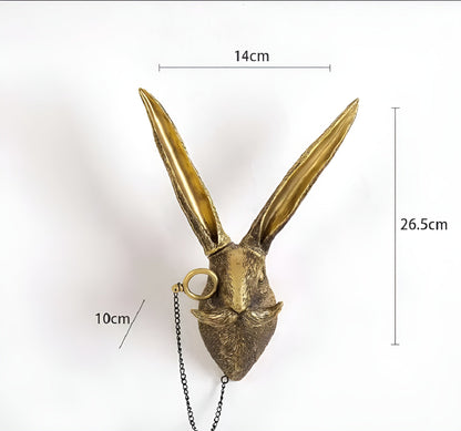 Animal Head Wall Hook Resin Decorative Hanger for Keys Coats Bags Entryway Bedroom Handcrafted Bronze Brass Wildlife Accent Organizer Home