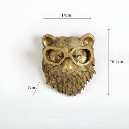 Animal Head Wall Hook Resin Decorative Hanger for Keys Coats Bags Entryway Bedroom Handcrafted Bronze Brass Wildlife Accent Organizer Home
