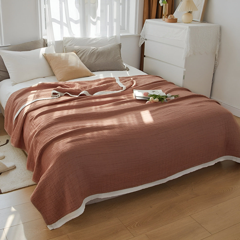 Ortekor Luxurious Multi-Layered Muslin Cotton Summer Blanket | Breathable Comfort for Warm Nights