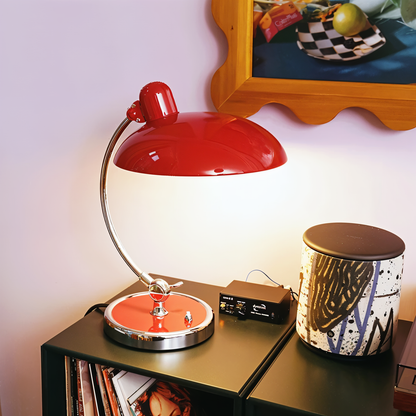 Adjustable Metal Task Lamp Red 17 in High E27 Socket Directional Swing-Arm Light for Desk Bedroom Office Workspace Study Nightstand Side Tab