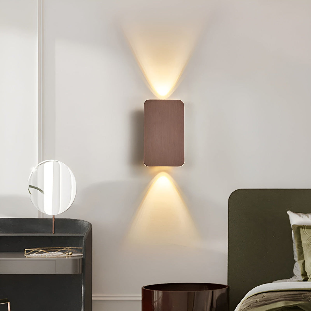 Aplique LED de aluminio de 6W, luz indirecta hacia arriba y hacia abajo, rectangular de 6 pulgadas, moderno, de montaje empotrado para pasillos, dormitorios y salas de estar