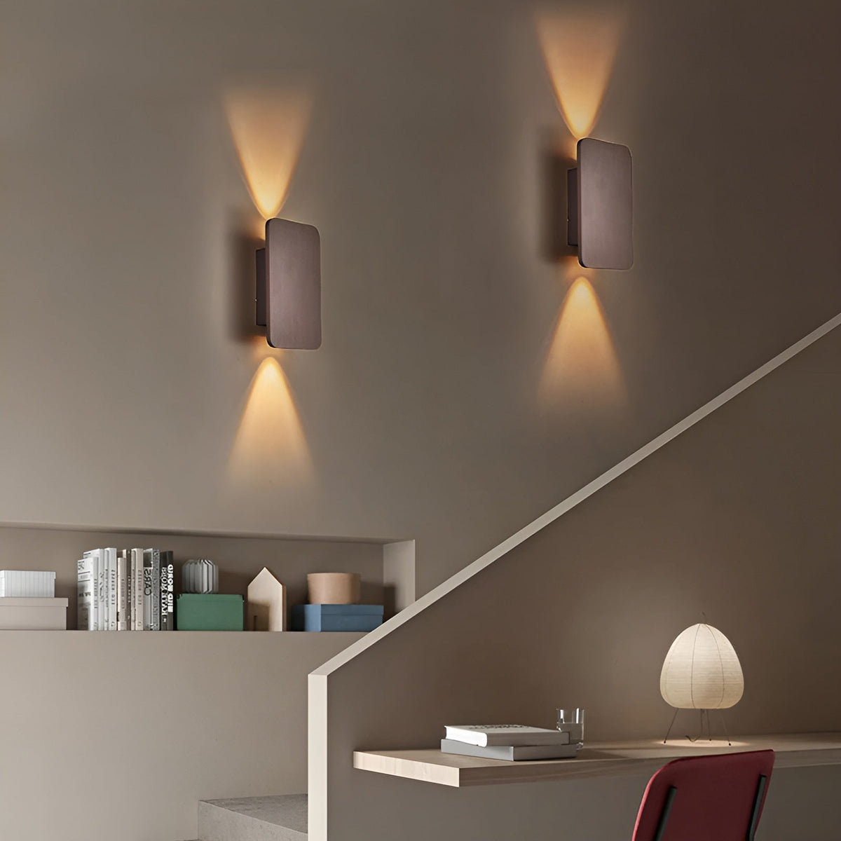 Aplique LED de aluminio de 6W, luz indirecta hacia arriba y hacia abajo, rectangular de 6 pulgadas, moderno, de montaje empotrado para pasillos, dormitorios y salas de estar