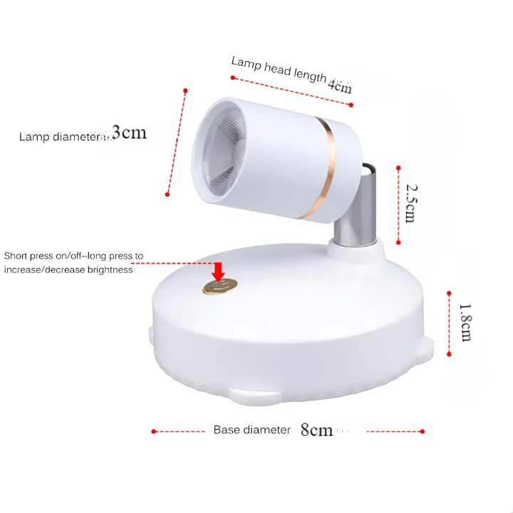 Compact LED Accent Light with Wireless Dimming & Remote Control for Wall & Desk Use