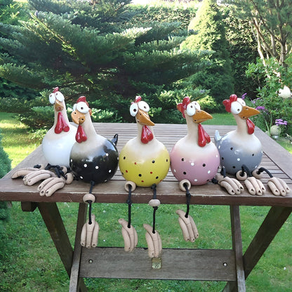 Estatuas de jardín caprichosas | Adorno de pollo grande de resina con ojos vibrantes | Decoración exterior duradera para un encanto único