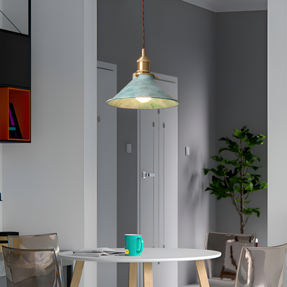 Iron Overhead Fixture 14-Inch Shade Blue Adjustable Drop Height E27 Socket Dining Counter Island Task Lighting Modern Vintage Warehouse Farm