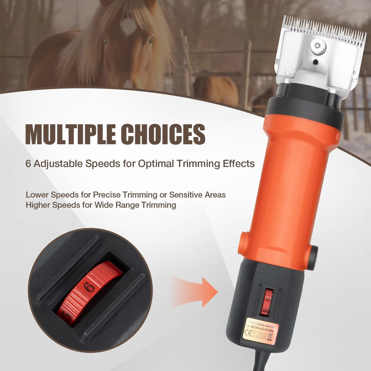 Cortadoras de pelo para caballos Ortekor | Cortadoras ecuestres ultrasilenciosas con diseño ergonómico | Aseo sin estrés para caballos sensibles