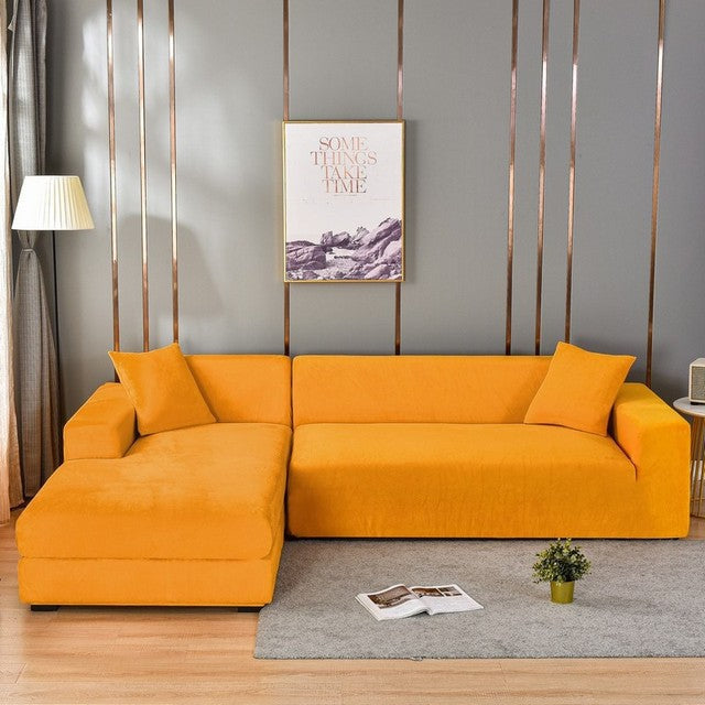 Stretch Velvet Couch Cover with Full Frame Protection for Living Room Sofas – Universal Fit Slipcover