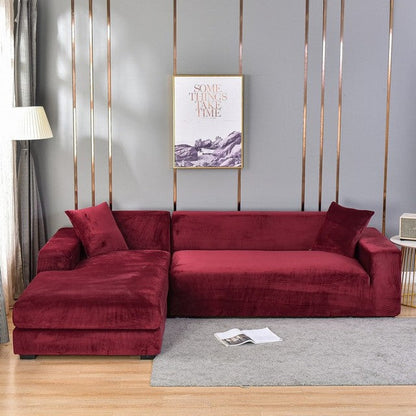 Stretch Velvet Couch Cover with Full Frame Protection for Living Room Sofas – Universal Fit Slipcover