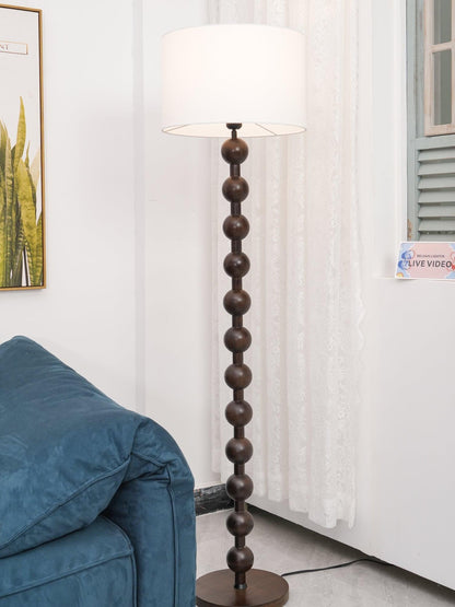Tall Standing Lamp with White Shade 63 Inches Natural Wood Base Dimmable Accent Light for Bedroom Living Room Corner Reading Nook Modern Dec