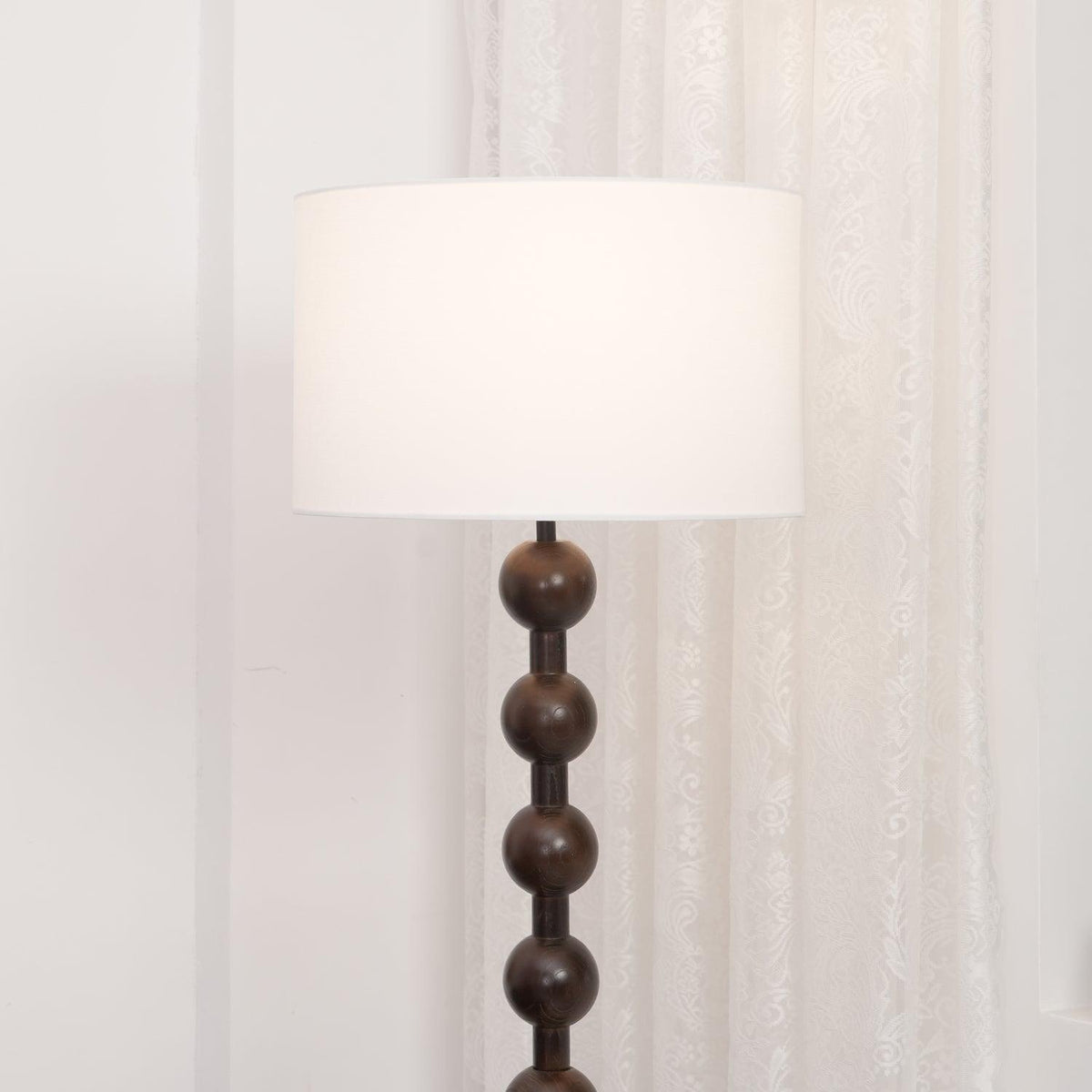 Tall Standing Lamp with White Shade 63 Inches Natural Wood Base Dimmable Accent Light for Bedroom Living Room Corner Reading Nook Modern Dec
