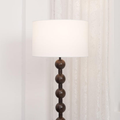 Tall Standing Lamp with White Shade 63 Inches Natural Wood Base Dimmable Accent Light for Bedroom Living Room Corner Reading Nook Modern Dec