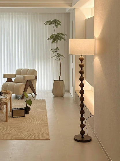 Tall Standing Lamp with White Shade 63 Inches Natural Wood Base Dimmable Accent Light for Bedroom Living Room Corner Reading Nook Modern Dec