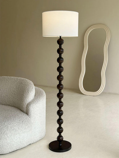 Tall Standing Lamp with White Shade 63 Inches Natural Wood Base Dimmable Accent Light for Bedroom Living Room Corner Reading Nook Modern Dec