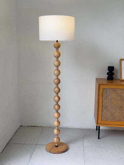 Tall Standing Lamp with White Shade 63 Inches Natural Wood Base Dimmable Accent Light for Bedroom Living Room Corner Reading Nook Modern Dec
