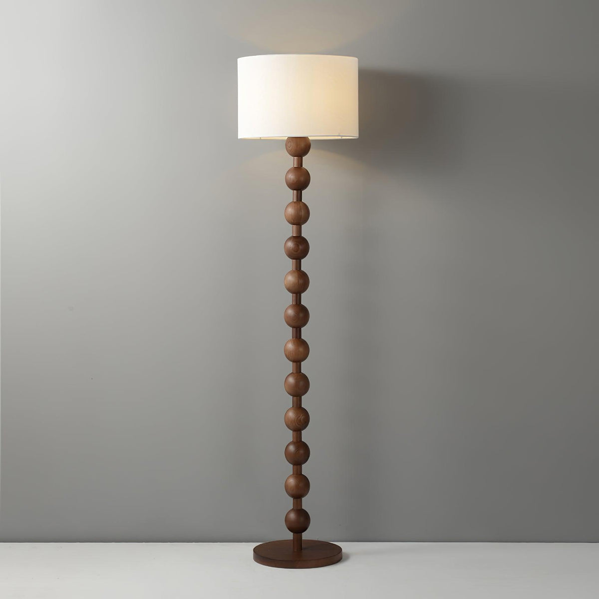 Tall Standing Lamp with White Shade 63 Inches Natural Wood Base Dimmable Accent Light for Bedroom Living Room Corner Reading Nook Modern Dec