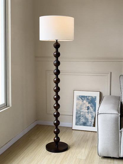 Tall Standing Lamp with White Shade 63 Inches Natural Wood Base Dimmable Accent Light for Bedroom Living Room Corner Reading Nook Modern Dec