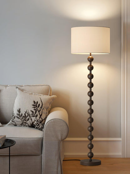 Tall Standing Lamp with White Shade 63 Inches Natural Wood Base Dimmable Accent Light for Bedroom Living Room Corner Reading Nook Modern Dec