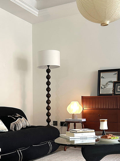 Tall Standing Lamp with White Shade 63 Inches Natural Wood Base Dimmable Accent Light for Bedroom Living Room Corner Reading Nook Modern Dec