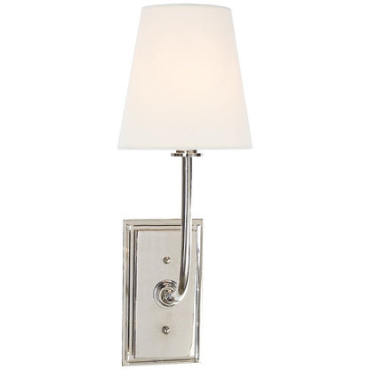 Fabric Shade Sconce Light with Brass Arm for Bedroom Reading & Hallway Accent | E12 Socket, Warm Ambient Glow, Space-Saving Install