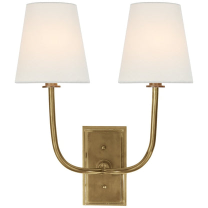 Fabric Shade Sconce Light with Brass Arm for Bedroom Reading & Hallway Accent | E12 Socket, Warm Ambient Glow, Space-Saving Install