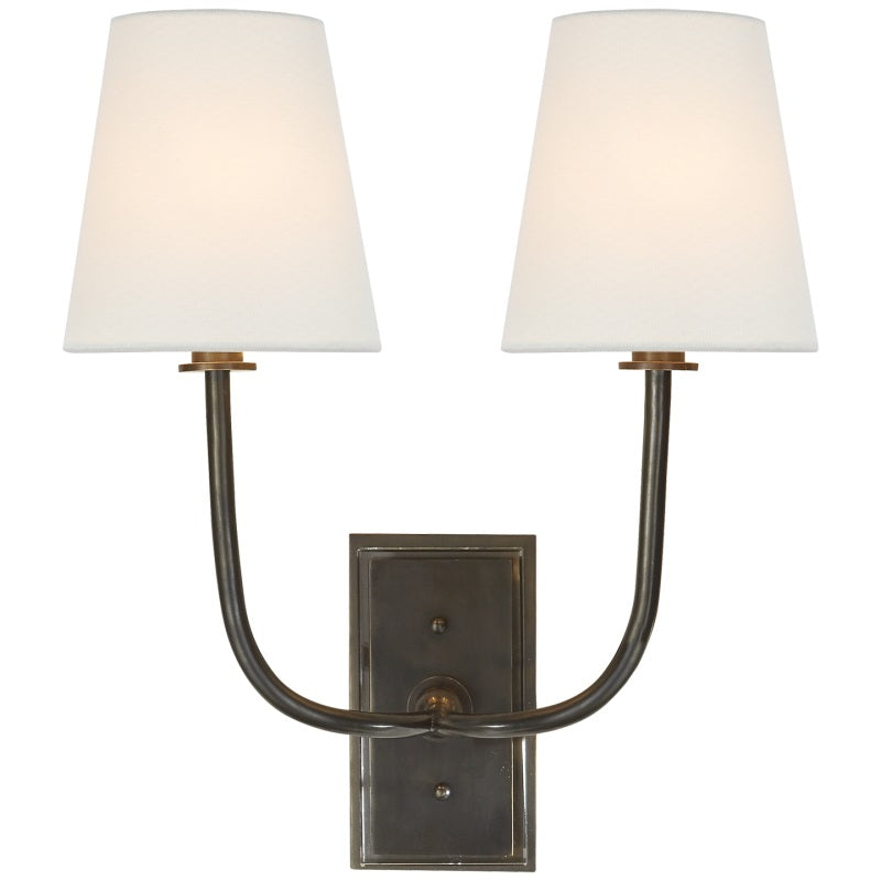 Fabric Shade Sconce Light with Brass Arm for Bedroom Reading & Hallway Accent | E12 Socket, Warm Ambient Glow, Space-Saving Install