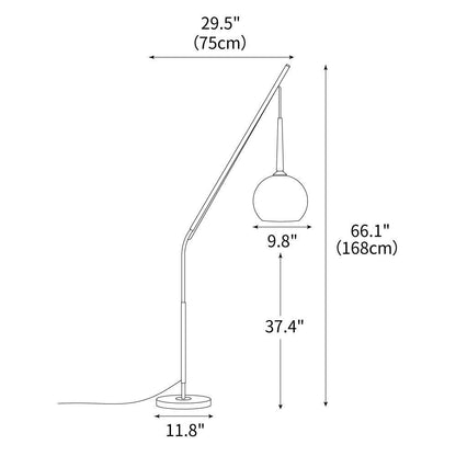 Arc Floor Lamp with Orange Glass Shade and Marble Base 66 in Tall for Living Room Bedroom Reading Corner Ambient Lighting Decor Side Lamp