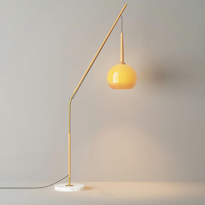 Arc Floor Lamp with Orange Glass Shade and Marble Base 66 in Tall for Living Room Bedroom Reading Corner Ambient Lighting Decor Side Lamp