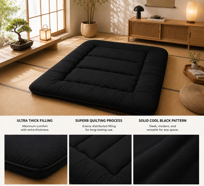 Colchón de suelo plegable de 4 pulgadas de grosor, futón japonés enrollable, colchón plegable acolchado lavable