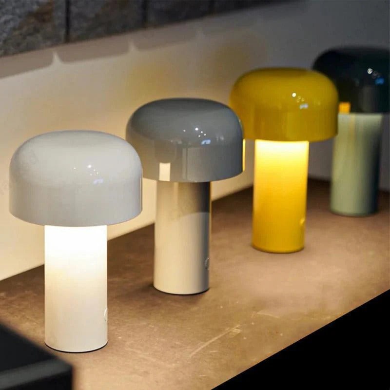 Lámpara de escritorio LED portátil con forma de hongo | Iluminación suave sin cables